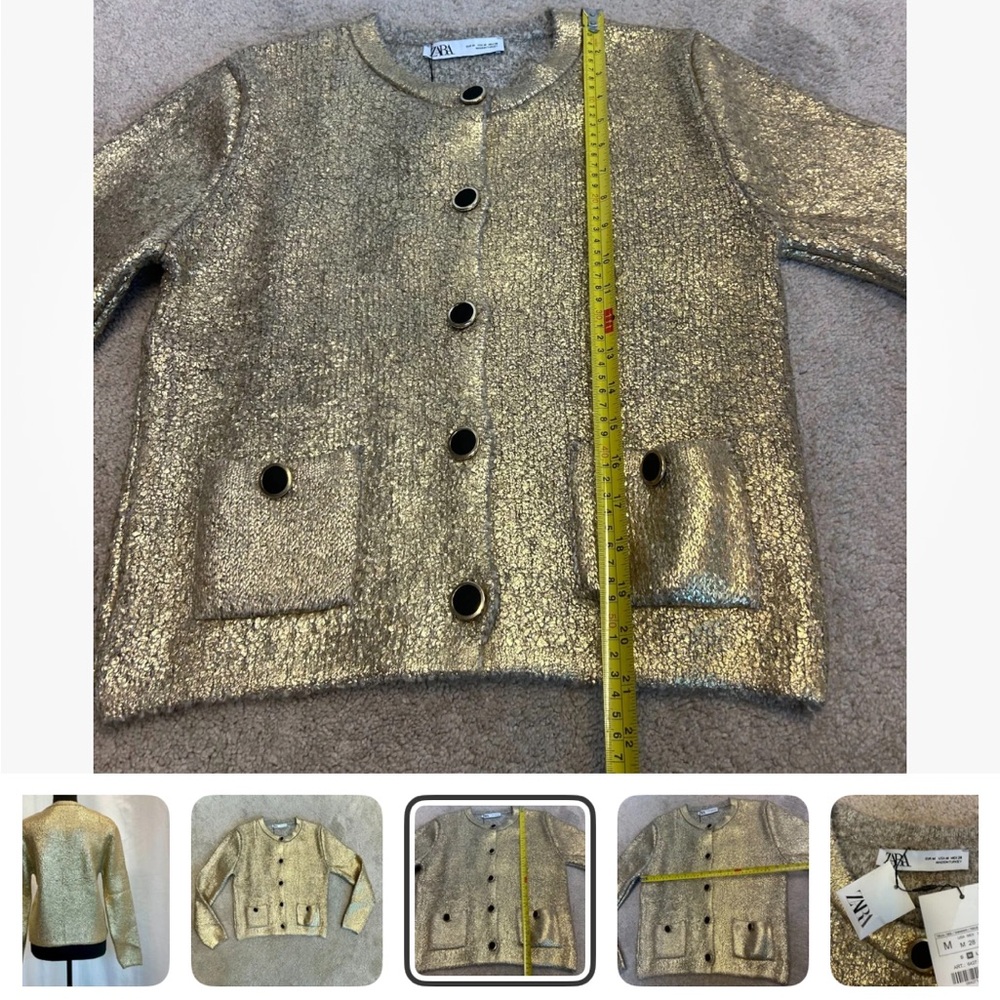Zara Gold foil Button-Up sweater - Picture 6 of 9